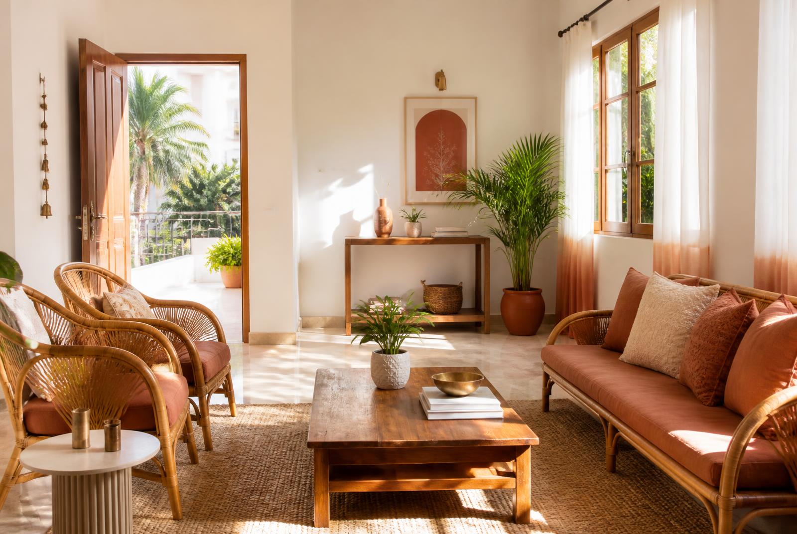 Sunlit living space in one of our Vrindavan homes